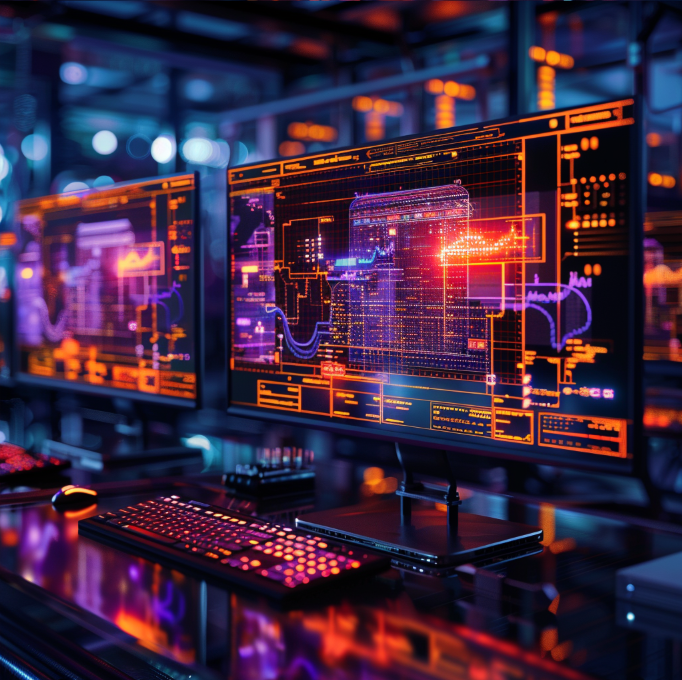 Grafika AI przedstawiająca wykorzystanie AI w budownictwie