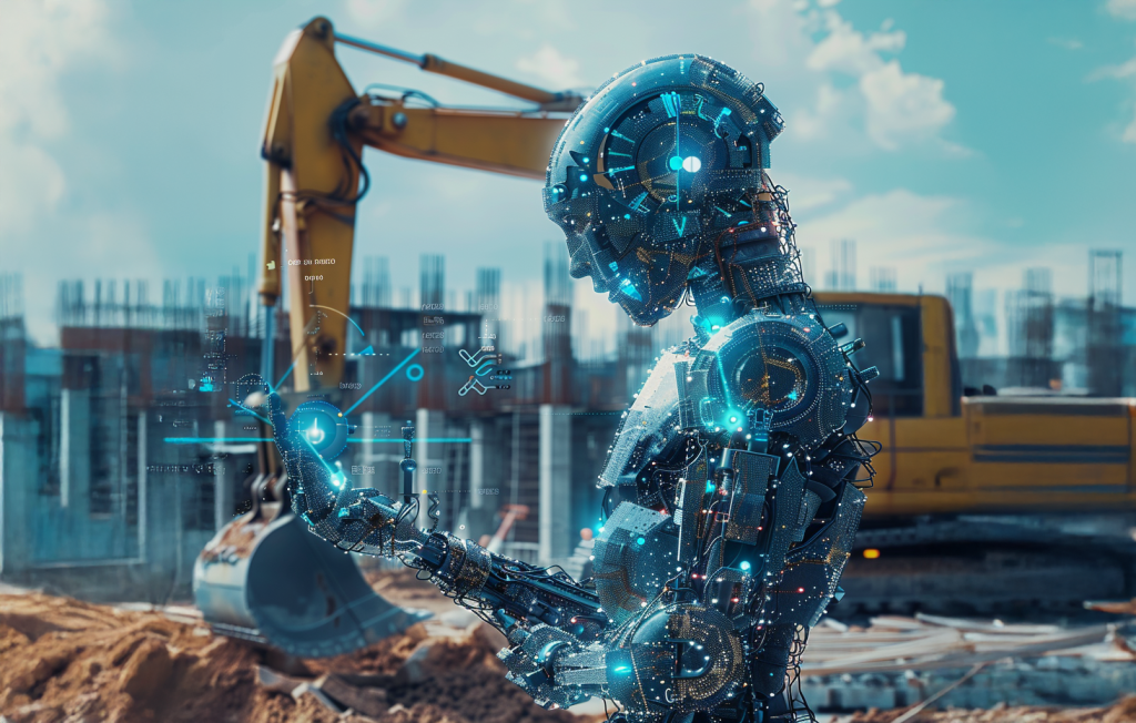 Grafika AI przedstawiająca wykorzystanie AI w budownictwie