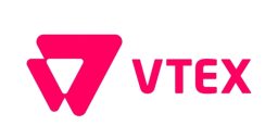 Logo VTEX z jasnoróżową geometryczną ikoną złożoną z zachodzących na siebie trójkątów po lewej stronie, ze słowem VTEX zapisanym pogrubionymi różowymi literami po prawej stronie, wszystkie podkreślające markę vtex na białym tle.